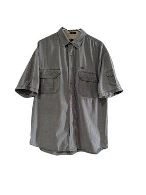 Eddie Bauer Men's Rufton Twill Short Sleeve Button Up Shirt Large, Vintage 1990s